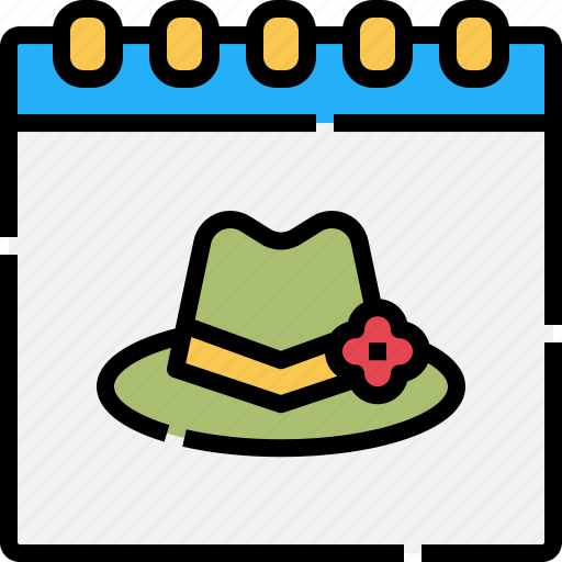 Calendar, date, anzac, hat, memorial, anzac day icon - Download on Iconfinder
