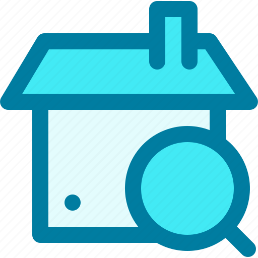 Apartment, buildings, explore, magnifying glass, real estate, search, searching icon - Download on Iconfinder