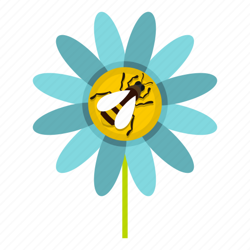 Bee, bee on flower, flower, honey, nature, pollen, striped icon - Download on Iconfinder