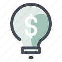 dollar, economy, money, bulb, idea, innovation, lamp