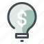 dollar, economy, money, bulb, idea, innovation, lamp 
