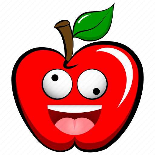 Apple, crazy, dumb, emoji, emoticon, happy, mad icon - Download on Iconfinder