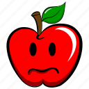 apple, emoji, emoticon, sad, sorrowful, upset
