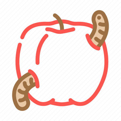 Apple, worm, red, food, green, leaf icon - Download on Iconfinder
