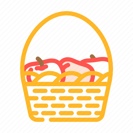 Basket, apple, red, food, green, leaf icon - Download on Iconfinder