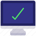 approved, computer, computing, device, tick