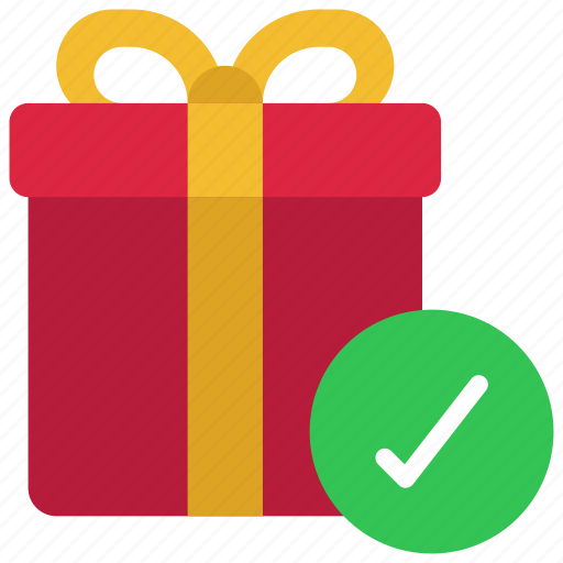 Present, gift, box, giftwrap, tick icon - Download on Iconfinder