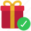 present, gift, box, giftwrap, tick 