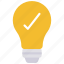 tick, light, bulb, idea, innovation 