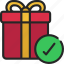 present, gift, box, giftwrap, tick 