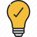 tick, light, bulb, idea, innovation