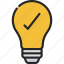 tick, light, bulb, idea, innovation 