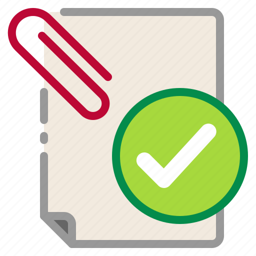 Accept, approve, check mark, confirm, document, file, paper clip icon - Download on Iconfinder