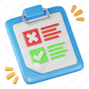 clipboard, document, criteria, wishlist, checklist, reject, approve