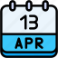 calendar, april, thirteen, date, monthly, time, and, month, schedule 