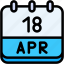calendar, april, eighteen, date, monthly, time, and, month, schedule 