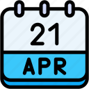 calendar, april, twenty, one, date, monthly, time, month, schedule