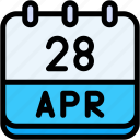 calendar, april, twenty, eight, date, monthly, time, month, schedule