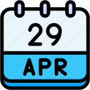 calendar, april, twenty, nine, date, monthly, time, and, month, schedule