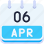 calendar, april, six, date, monthly, time, and, month, schedule 