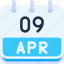calendar, april, nine, date, monthly, time, and, month, schedule 