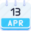 calendar, april, thirteen, date, monthly, time, and, month, schedule 