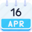 calendar, april, sixteen, date, monthly, time, and, month, schedule 