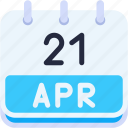 calendar, april, twenty, one, date, monthly, time, and, month, schedule