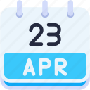 calendar, april, twenty, three, date, monthly, time, month, schedule