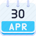 calendar, april, thirty, date, monthly, time, and, month, schedule