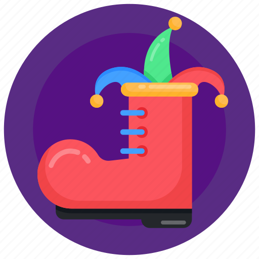 Joker boot, clown boot, boot, clown shoe, circus shoe, footwear icon - Download on Iconfinder