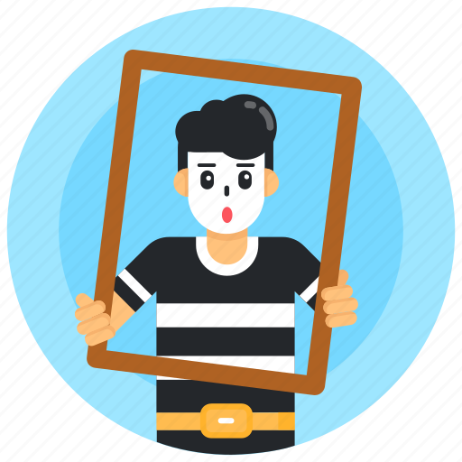 Mime, artist, mime cartoon frame, prankster, mime in frame icon - Download on Iconfinder