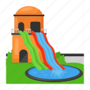 water slides, swimming pool, speed slide, sliding, poolside