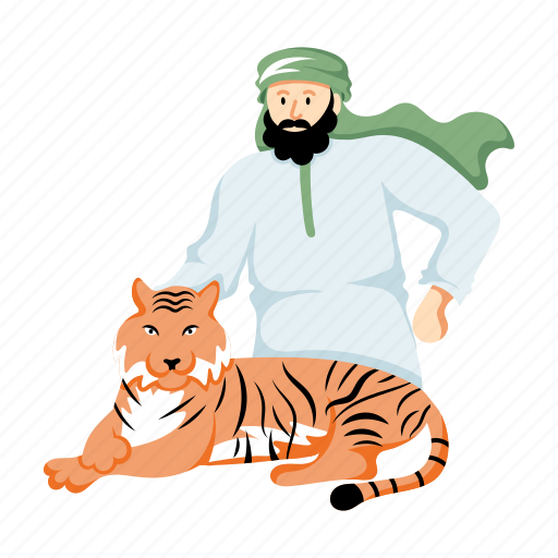 Arab pet, arab man, muslim man, tiger pet, pet lover icon - Download on Iconfinder