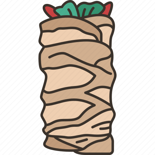 Shawarma, wrap, food, kebab, bread icon - Download on Iconfinder