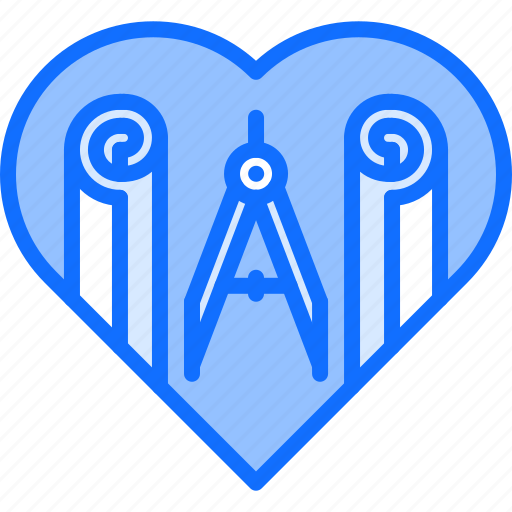 Heart, love, drawing, compass, architect, agency icon - Download on Iconfinder