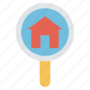 home, house, loupe, magnifying, search 