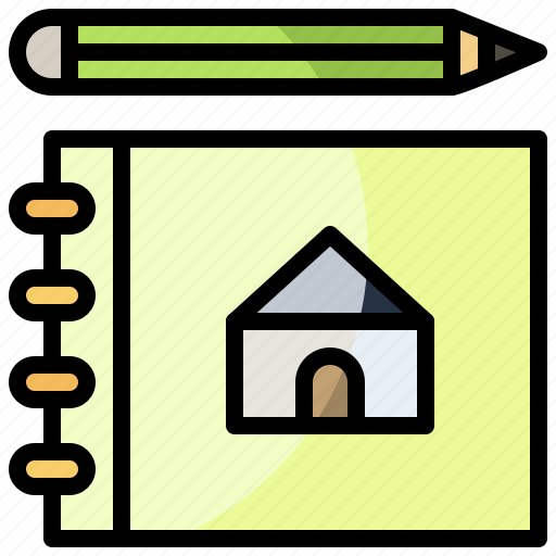 Book, files, folders, home, house, pencil, sketch icon - Download on Iconfinder