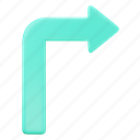 turn, right, after, direction, pointer, sign, arrow, symbol