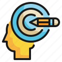 pencil, idea, arrow, focus, target icon
