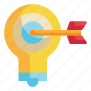 arrow, bulb, idea, success, goal, target icon