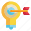 arrow, bulb, idea, success, goal, target icon 