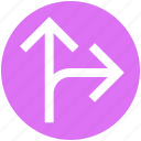 arrows, direction, right arrow, road direction, up arrow