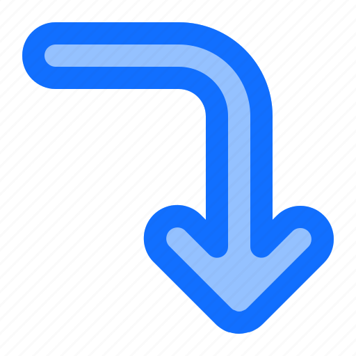 Iconset, arrows, blue, turn, down icon - Download on Iconfinder