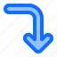 iconset, arrows, blue, turn, down 