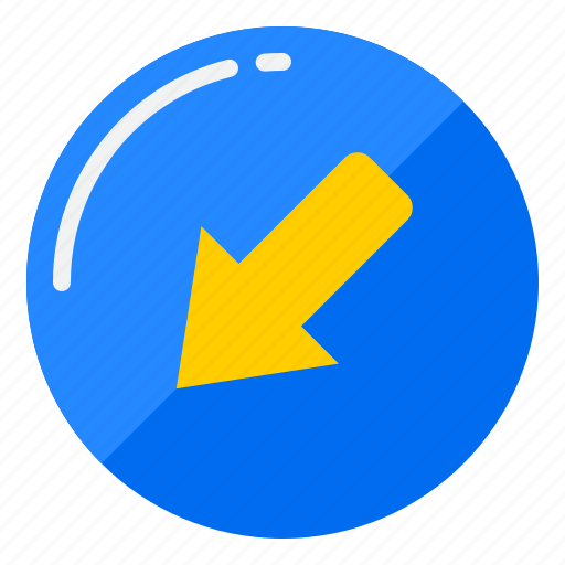 Bottom, left, arrow, direction, button, pointer icon - Download on Iconfinder
