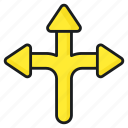 directional, paths, three, way, road, sign, arrows