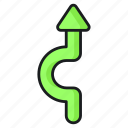 curve, arrow, zigzag, traffic, bypass, direction, navigation