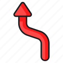 curve, arrow, zigzag, traffic, bypass, direction, navigation