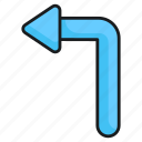 turn, left, sign, symbol, arrow, navigation, direction